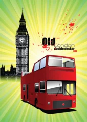 Foto op Canvas Poster  with tour double Decker bus. Vector illustration © Leo