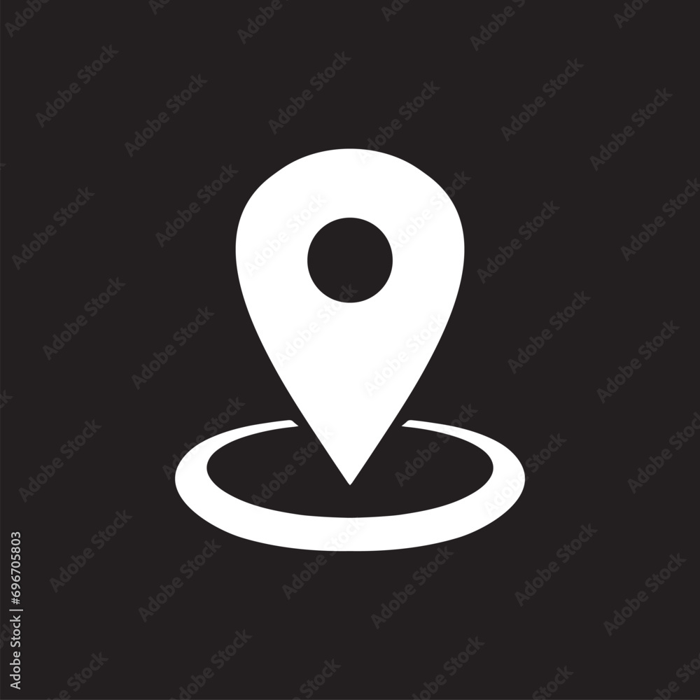 Poster location icon vector. pin icon logo design. pointer symbol isolated on black background