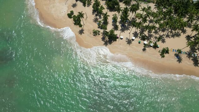 Aerial view of the picturesque beach at Punta Popy in the tourist destination Las Terrenas in the Dominican Republic