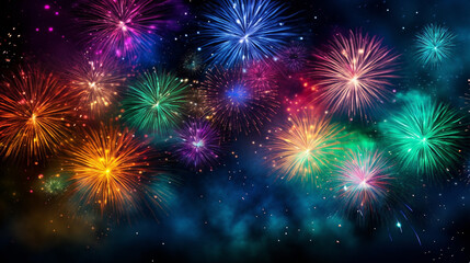 Fototapeta na wymiar fireworks in the night sky HD 8K wallpaper Stock Photographic Image 