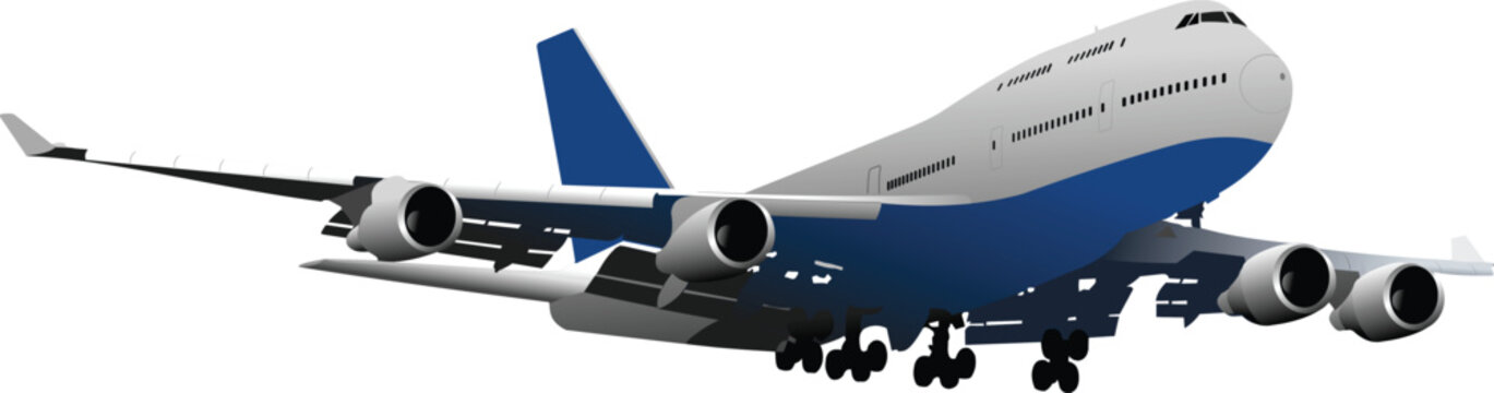 Landing Airplane. Vector illustration