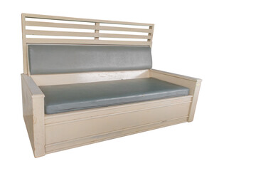 vintage old wooden bench Isolated on white background.