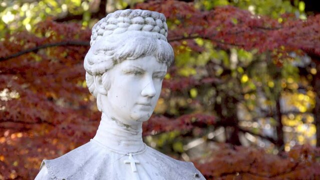 Headshot, side view of the monument of Empress Elisabeth of Austria (Sissi monument) in Meran - Merano, South Tyrol, Italy