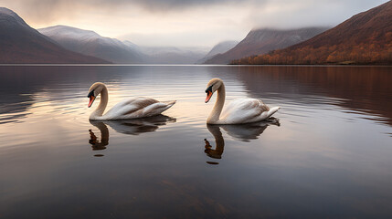 swan on the lake HD 8K wallpaper Stock Photographic Image 
