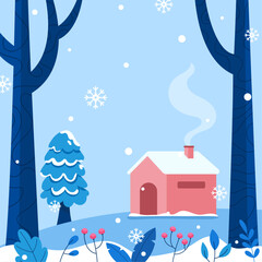 Winter season square background illustration