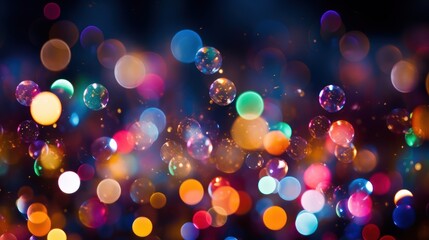 Obraz na płótnie Canvas Immerse yourself in the visual poetry of blurry lights and multicolor bokeh, transforming the background into a dazzling display reminiscent of a gentle rain of light.