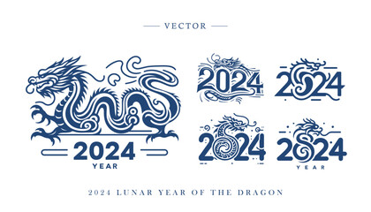 Chinese New Year of the dragon 2024  - obrazy, fototapety, plakaty