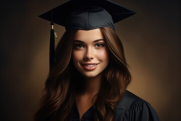 An alluring snapshot of a female graduate, radiating confidence and charm in her portrait.