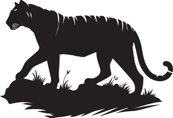 Simple Silhouette Vector Design of Tiger