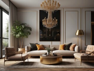 Midcentury interior design of modern living room