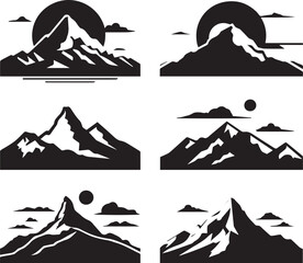 silhouette mountain shapes isolated on white background Vector illustration