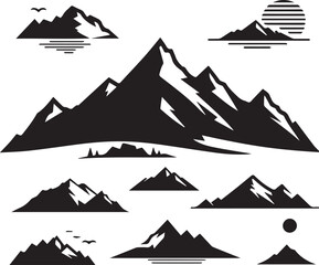silhouette mountain shapes isolated on white background Vector illustration