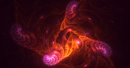 3D manual rendering abstract fractal light background