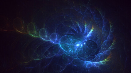 3D rendering abstract multicolor fractal light background