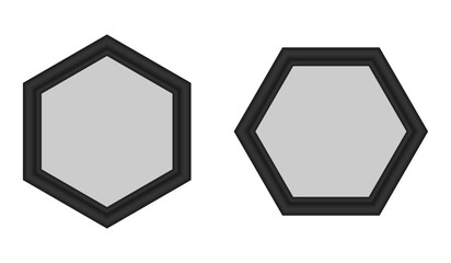 Frames photo hexagon. black frames for mockup, picture, painting, poster, lettering or photo gallery. vector illustration isolated on white background.