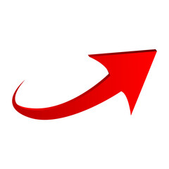 Growing Red Arrow up. Concept of sales symbol icon with realistic 3d arrow moving up. Growth chart sign. Flexible arrow indication statistic. Trade infographic. Profit arrow Vector illustration