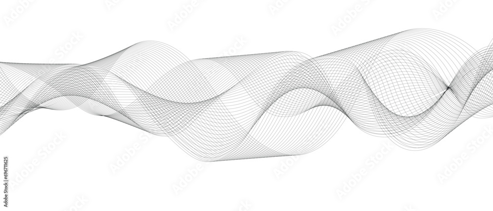 Aufkleber abstract black wave line pattern.
