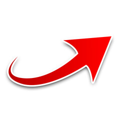 red arrow icon on white background. flat style. arrow icon for your web site design, logo, app, UI. arrow indicated the direction symbol. curved arrow sign.