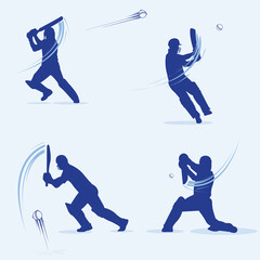 Free Vector Cricket Silhouette Set of cricket
