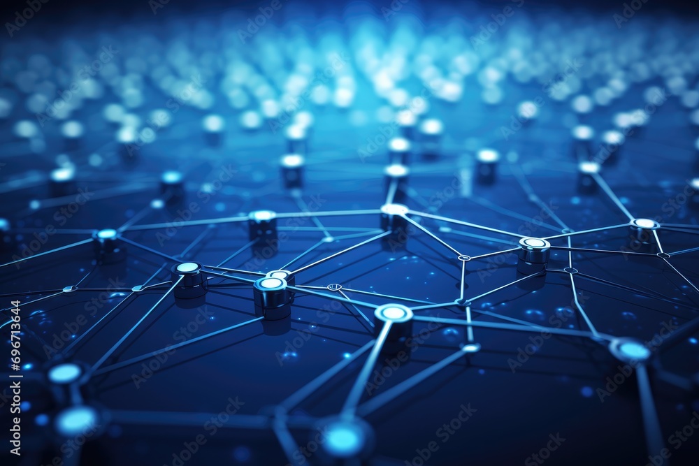 Poster abstract 3d rendering of network connection. futuristic technology style background, an abstract blu