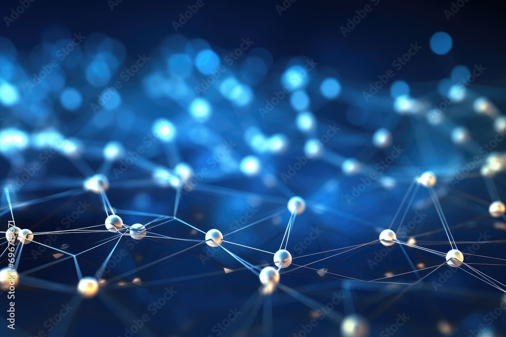 Poster abstract 3d rendering of network connection. futuristic technology background, an abstract blue tech