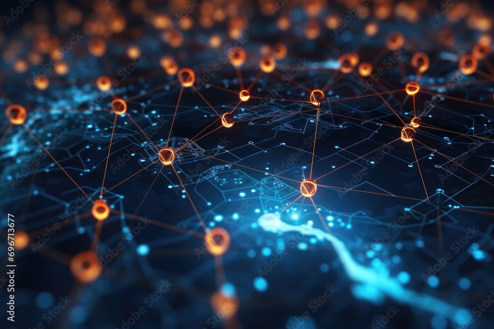 Poster abstract technology background with connection lines and dots. 3d rendering, an abstract digital tec