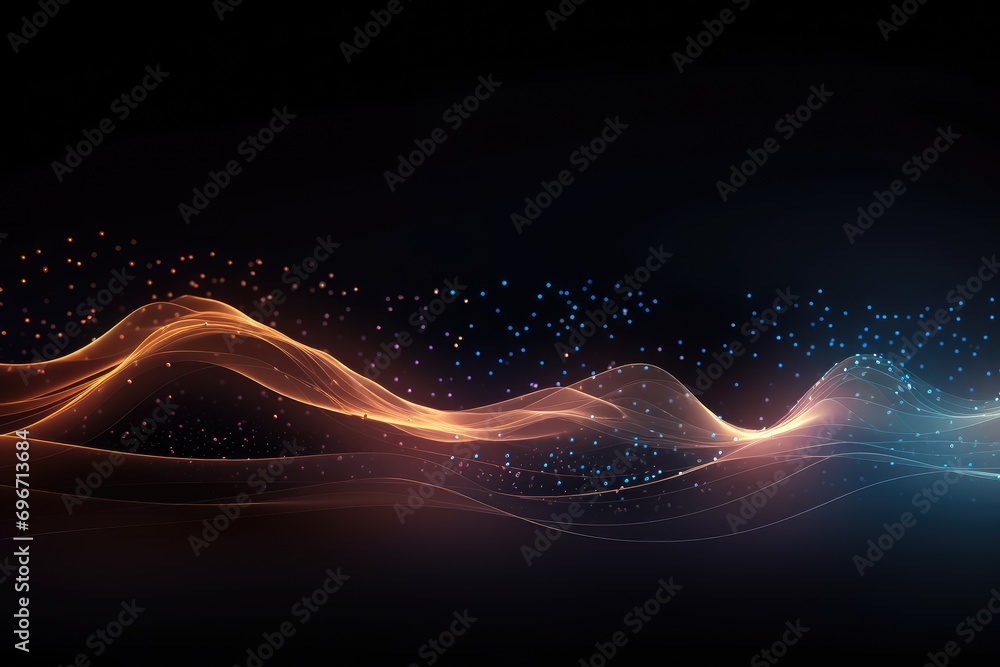 Poster abstract background with glowing lines and particles, futuristic wave illustration, an abstract part