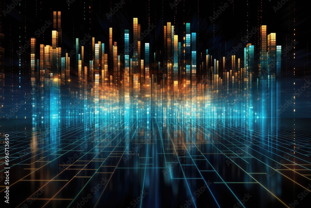 Poster abstract technology background with glowing lines and dots. 3d rendering, an abstract technology bac