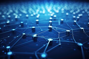 Abstract 3d rendering of network connection. Futuristic technology style background, An abstract blue technology background showcasing a network connection structure, rendered in 3D, AI Generated