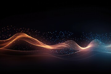 abstract background with glowing lines and particles, futuristic wave illustration, An abstract particles wave, designed in a futuristic technology style, serves as an, AI Generated