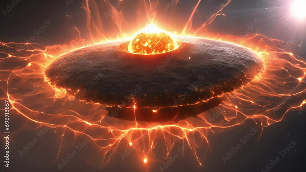 Poster using advanced computer modeling, this simulation depicts evolution solar flare intensifies expands,