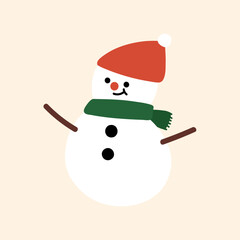 Christmas snowman-flat illustration