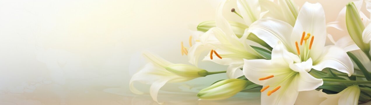 A card featuring a bouquet of Easter lilies, with a soft-focus background and a prominent empty space for writing a heartfelt note.