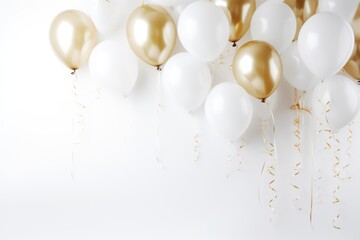 Congratulation holiday balloon background. White gold color. 