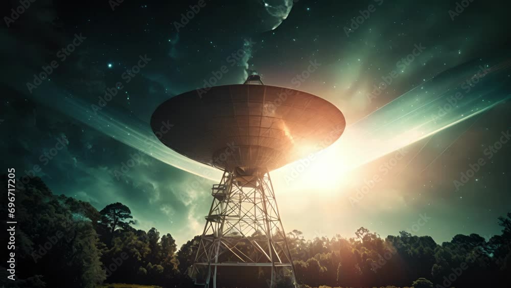 Poster an upclose of a mysterious signal picked up by a radio telescope, leading scientists to wonder if it