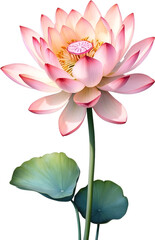 Lotus flower watercolor painting. 