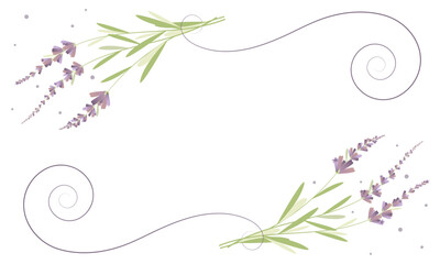Floral Frame With Lavender, Frame With Leaves and Flowers, Sticker, Nature, Vintage, Vector, Women's Day, Lavender, Branch, Spring, Summer, Isolated, Border, Corner, Watercolor Stylish