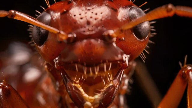 A closeup of a fire ants mandibles reveals the complex chemistry behind its powerful bite, aided by selfassembling structures on its jaw for maximum efficiency in capturing prey.