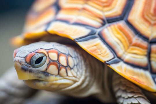 close-up of turtles patterned shell and skin
