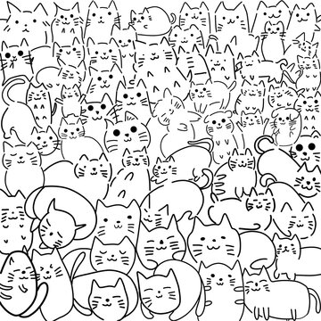 seamless pattern with kids cat