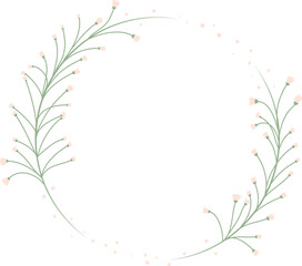 Cute kawaii soft pink floral wedding wreath invitation card and greeting