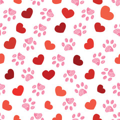 Valentine's Day paw prints pattern