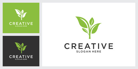 Organic leaf logo design vector, organic leaf icon