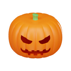 Pumpkin 3d icon isolated on white background, 3d rendering, Halloween event