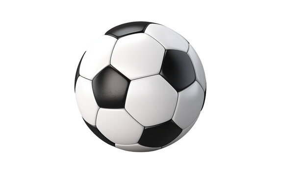 White Soccer Ball on Transparent Background.