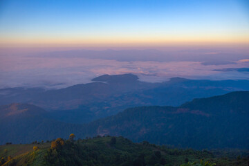 Obraz premium morning sunrise Doi Inthanon mountain in Chiang Mai, Thailand