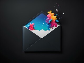 letter with colorful splash design, black background, isolated for design 