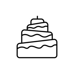 Birthday cake outline icons, bakery minimalist vector illustration ,simple transparent graphic element .Isolated on white background