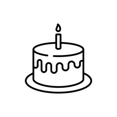 Birthday cake outline icons, bakery minimalist vector illustration ,simple transparent graphic element .Isolated on white background