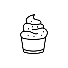 Cupcake outline icons, bakery minimalist vector illustration ,simple transparent graphic element .Isolated on white background